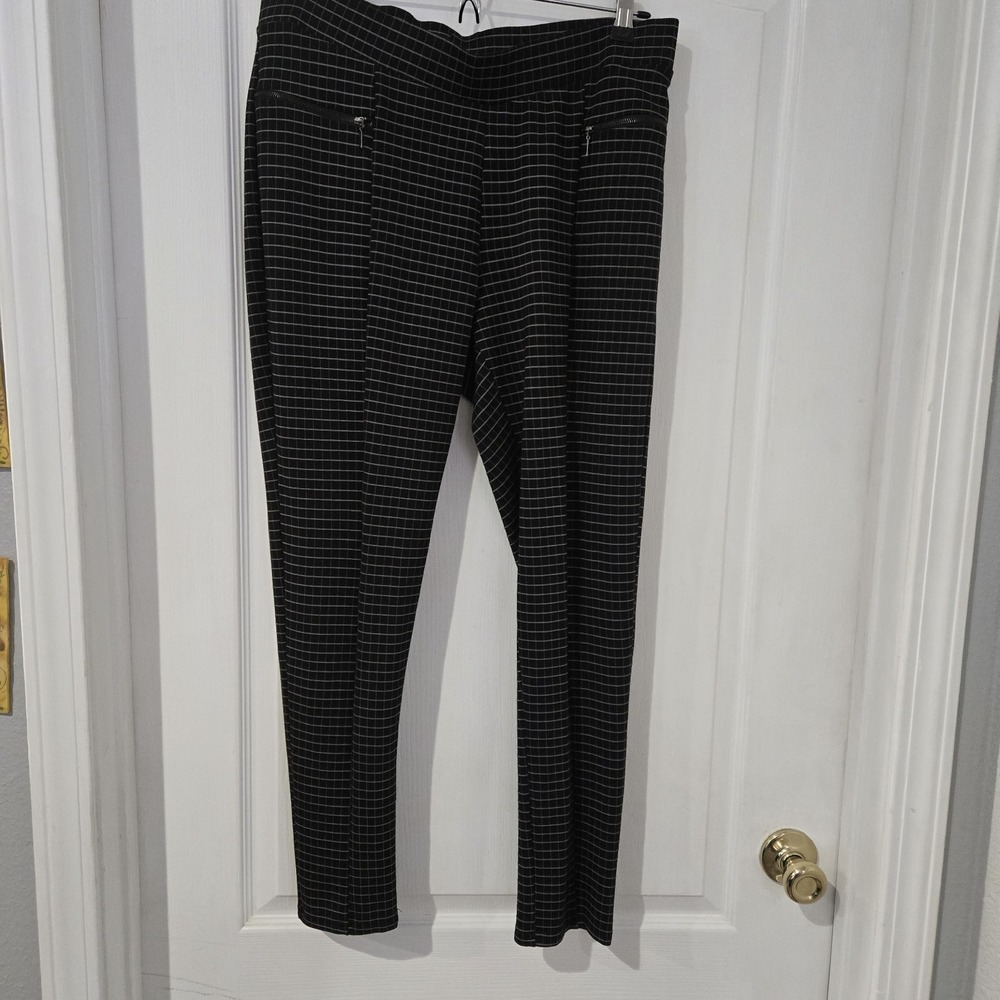 Lark And Grey Womens Black/white Checked  Size XL‎  Pull On Pants